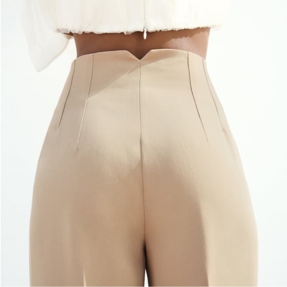 Zara Classic Beige Women's Trousers ankle cropped size XS NWOT business casual - Picture 3 of 7
